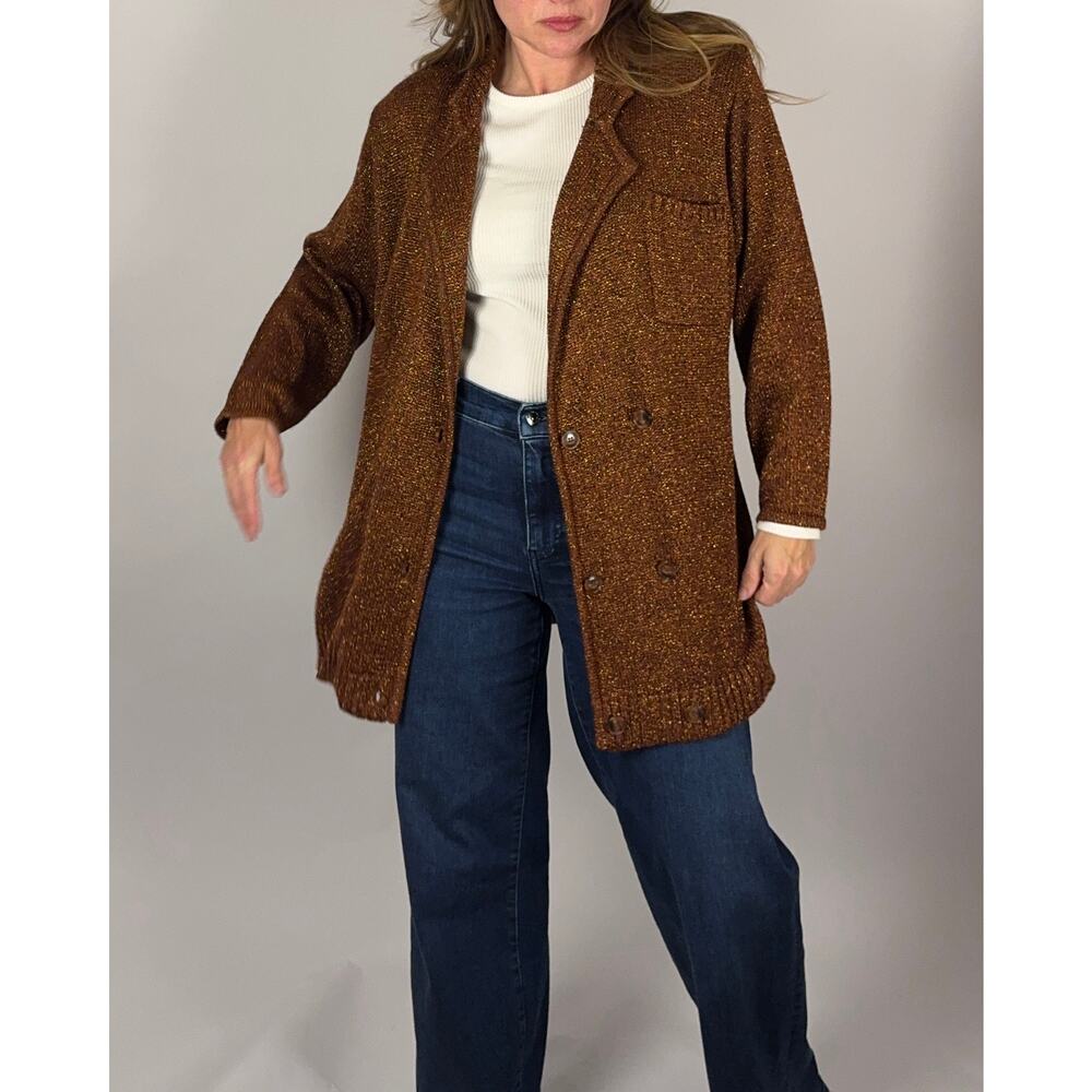 Vintage Liz Claiborne Collection Copper Brown Long Cardigan M/L